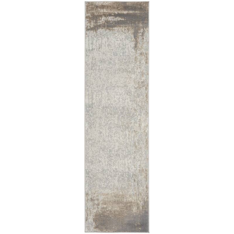Power Loomed Abstract Modern Non Skid Stain Resistant Low Pile Area Rug - 90' X '27' X '0.25