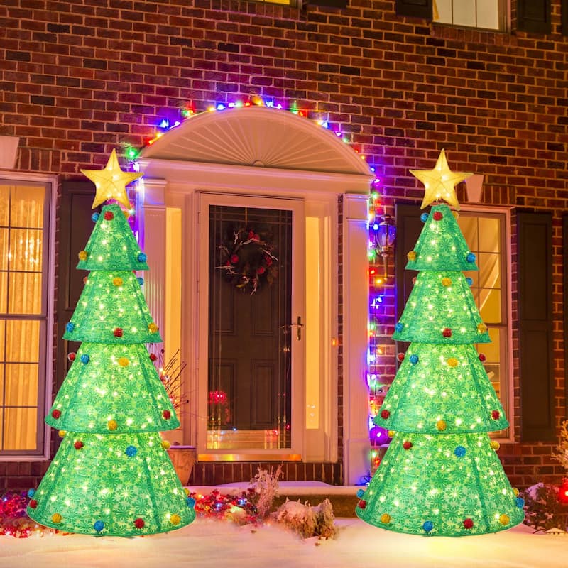 Pop-Up Christmas Tree Artificial Collapsible Decoration 200 Lights