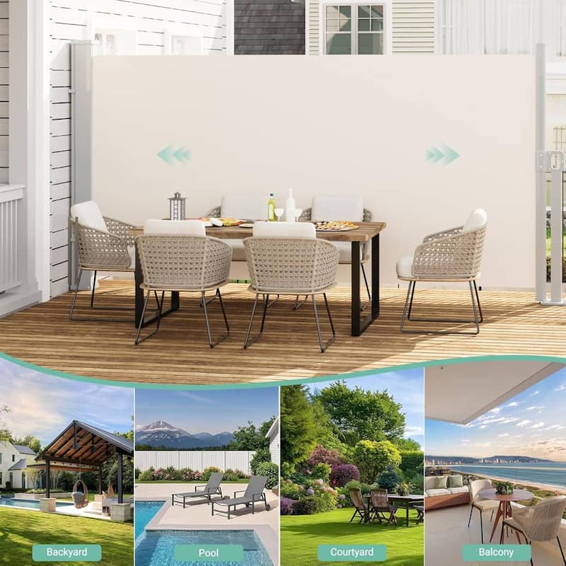 71 in x138 in Retractable Side Awning, Privacy Screen Protection Awning for Patio, Balcony and Pools - N/A