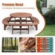 preview thumbnail 6 of 7, 10-12 Person Outdoor Patio Fir Wood Round Picnic Dining Set with Built-in Benches and Umbrella Hole