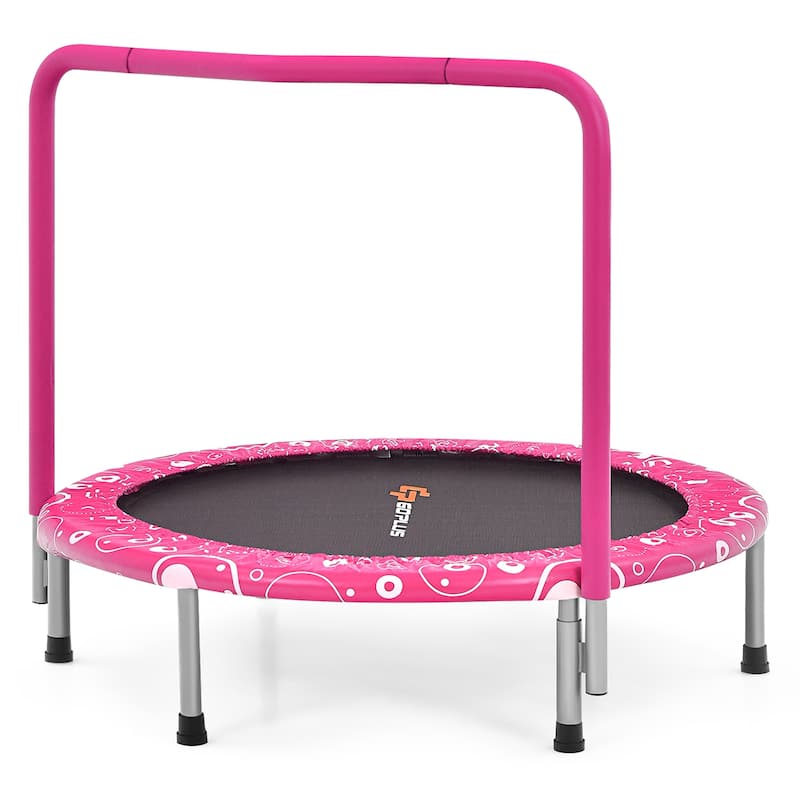 36'' Mini Trampoline Foldable Rebounder Trampoline w/Foamed Handle - Pink