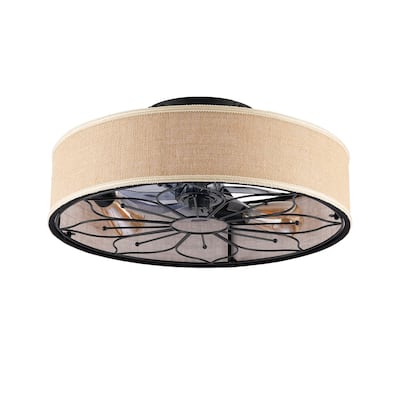 20" Lotus Design Fabric Farmhouse Bladeless Ceiling fan With Remote Control