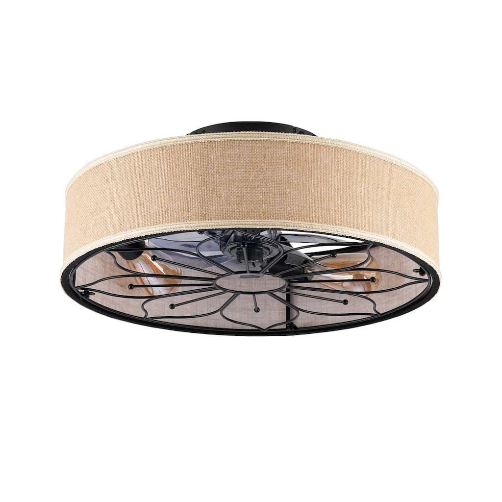 20" Lotus Design Fabric Farmhouse Bladeless Ceiling fan With Remote Control