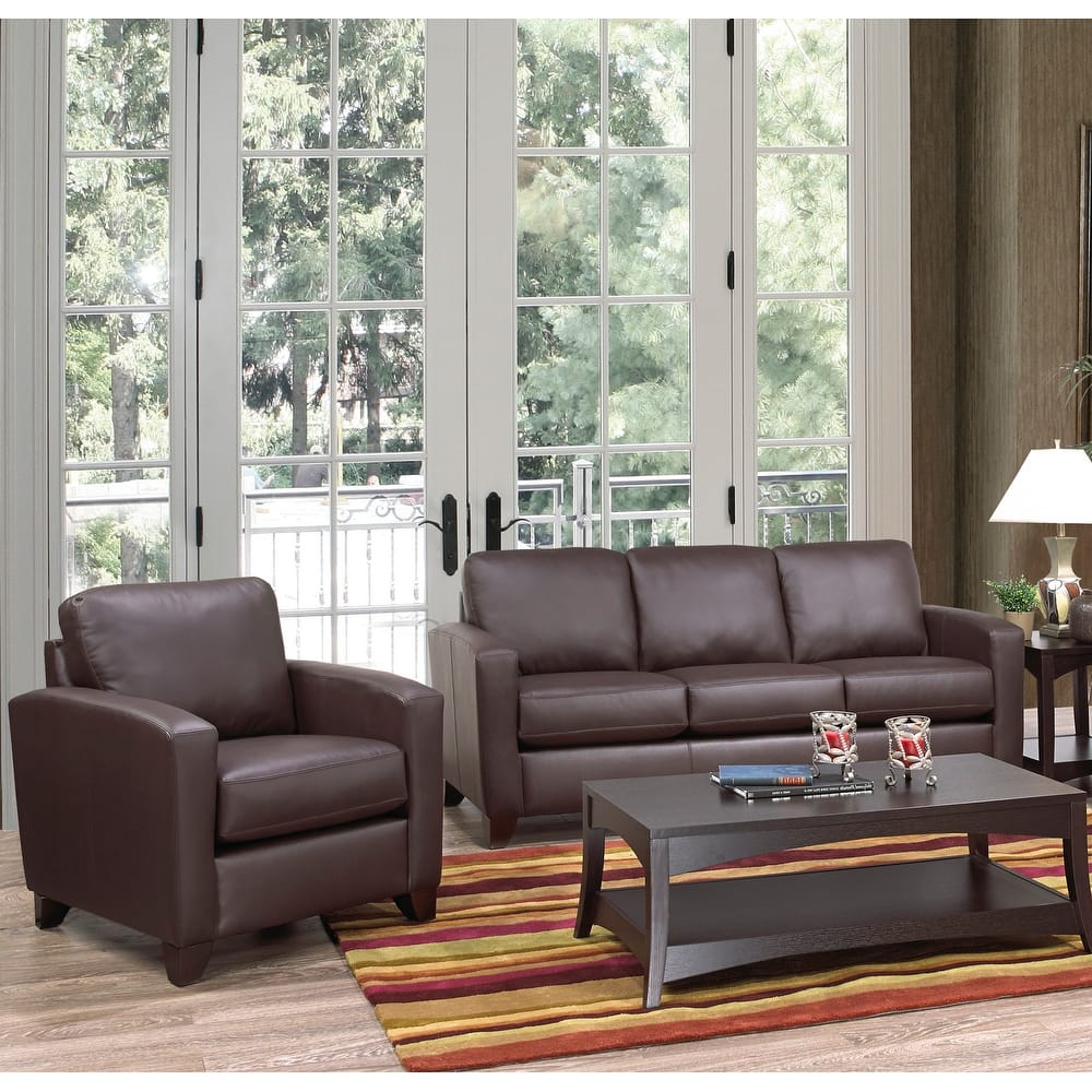 Bryce Italian Top Grain Leather Sofa and Chair Set