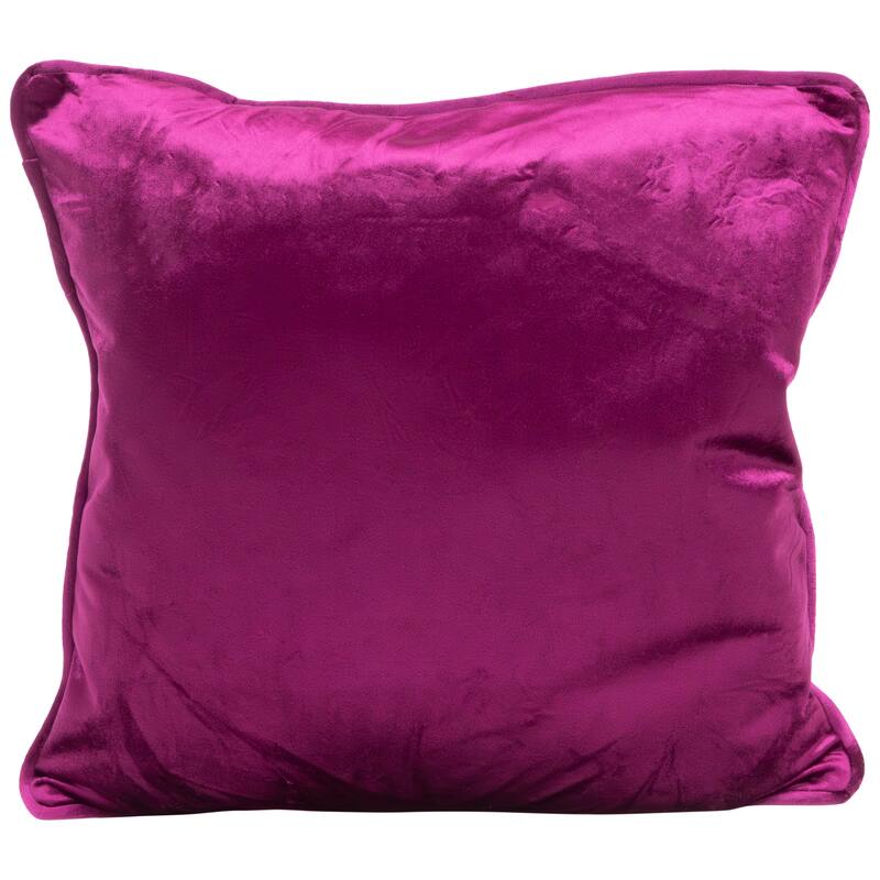16" Berry Purple Square Plush Velvet Throw Pillow with Piped Edging