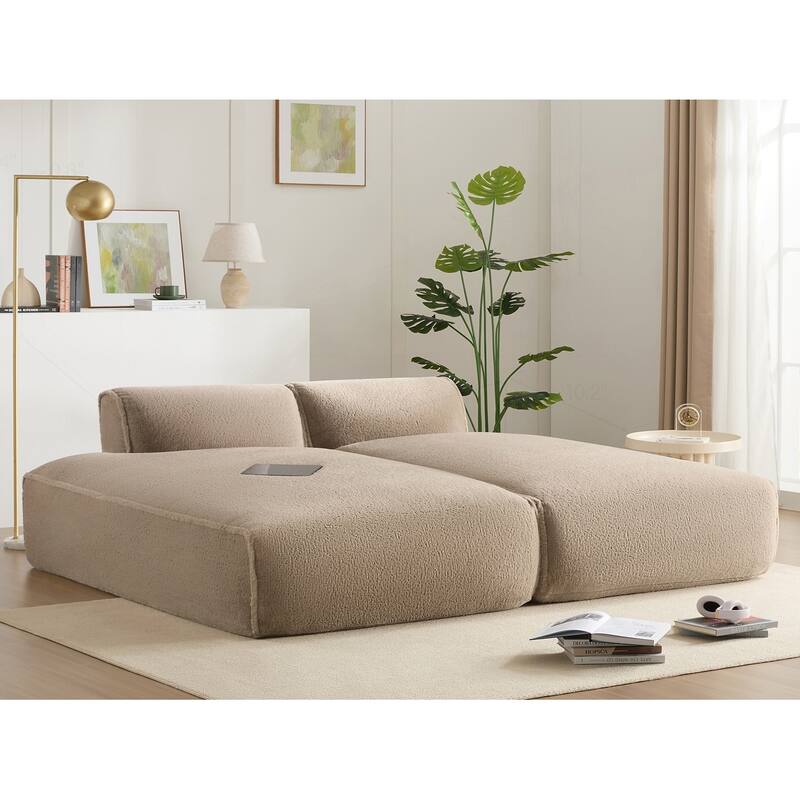 Spacious Foam-Filled Modular Sofa Bed for Living Room, Elderly-Friendly Design - khaki