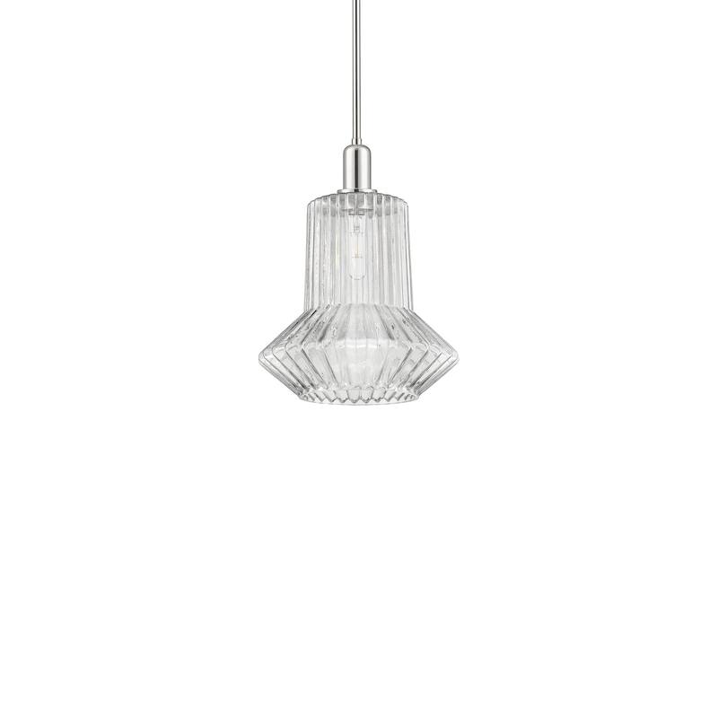 Innovations Lighting 716-1S-16-12 Springwater Pendant Springwater 12" - Polished Nickel / Clear Fluted