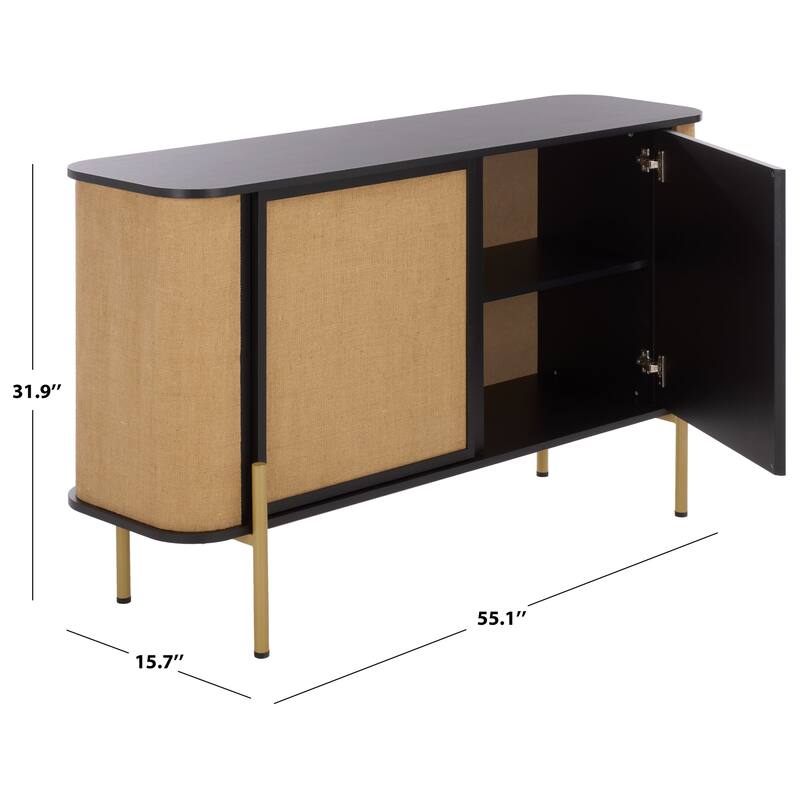 SAFAVIEH Home Merk Jute Door Sideboard/TV Stand - 55"W x 16"D x 32"H