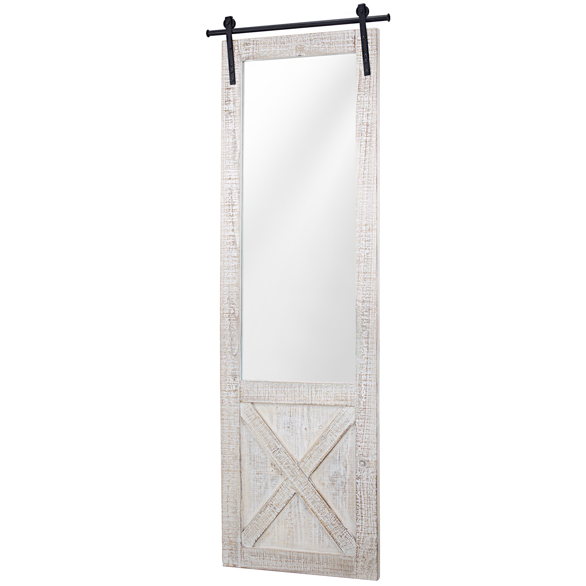 Shop The Gray Barn Whitewashed Wood Hanging Barn Door Wall Mirror