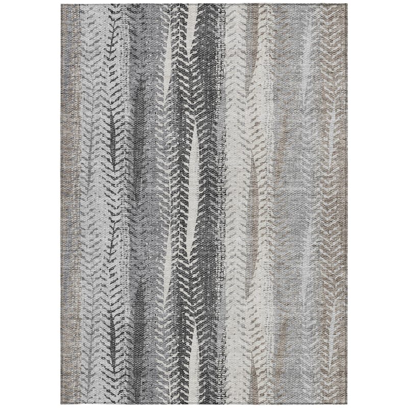 HomeRoots Botanical Leaves Transitional Rectangle Outdoor Rug