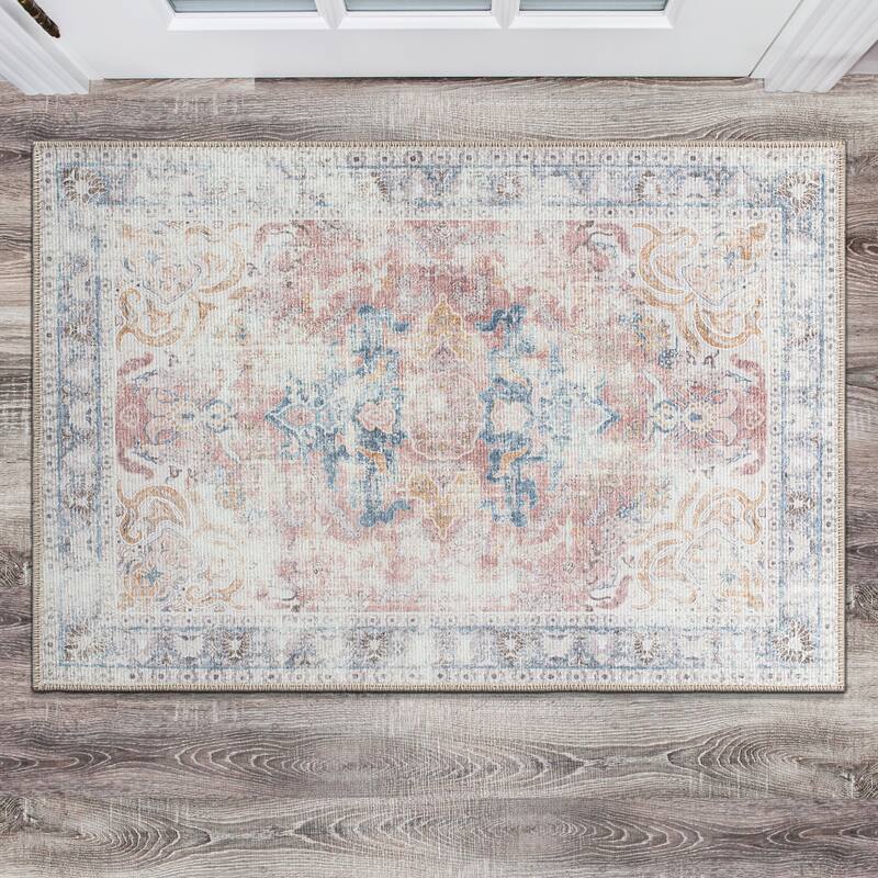 Bohemian Transitional Machine Washable Area Rug - 2' 1" x 3' - Runner/Rectangle