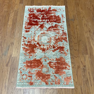 HERAT ORIENTAL Turkish Modern Erased Design Wool & Silk Rug - 2'7" x 4'11"