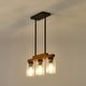 preview thumbnail 8 of 67, Farmhouse Linear Chandelier Rustic Wood Kitchen Island Lighting Dining Room Pendant Light Fixture with Seeded Glass Shade