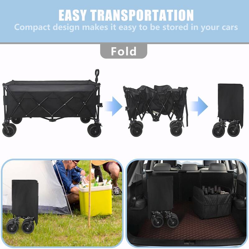 Heavy-Duty Foldable Utility Wagon - 480lbs Capacity, Patented Ultra-Stable Frame