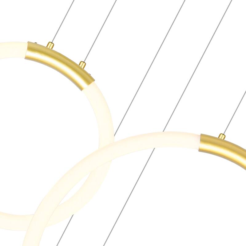 Hoops Integrated LED 35in 6 Ring Satin Gold Chandelier - Satin Gold