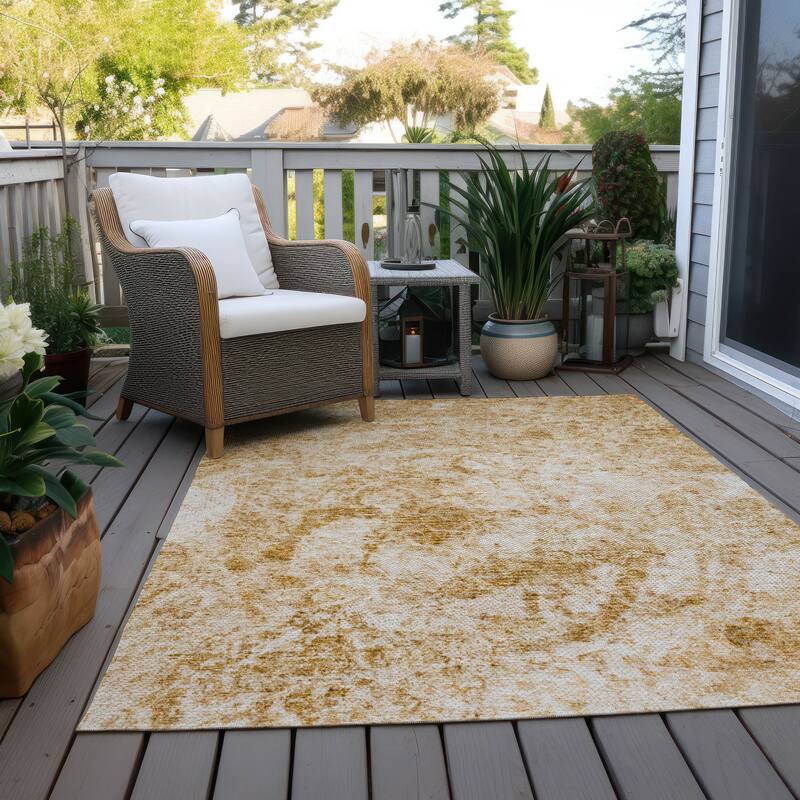 Machine Washable Indoor/ Outdoor Abstract Solid Chantille Rug