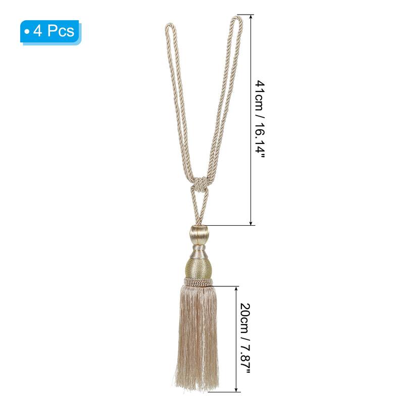 4 Pack Elegant Handmade Curtain Tiebacks Home Office Decorative - 16" - Beige