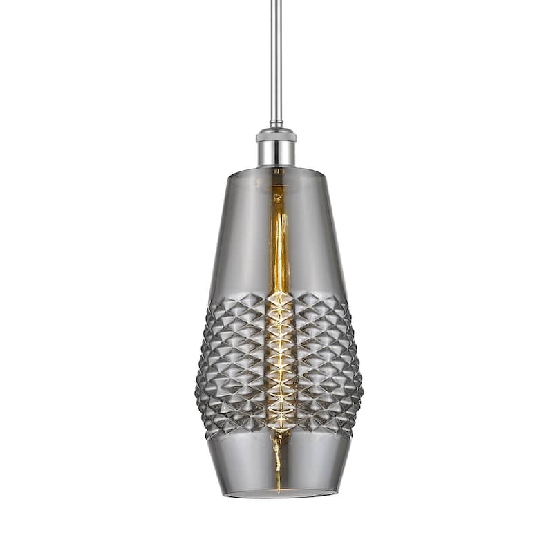Innovations Lighting 516-1S-17-7 Windham Pendant Windham 7" Wide Mini - Polished Chrome / Smoked