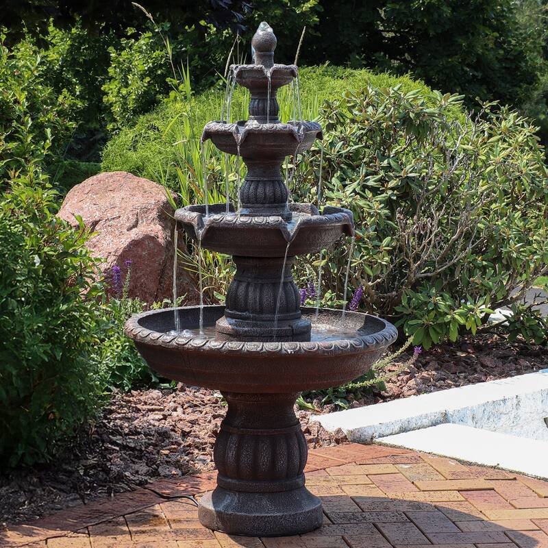 Sunnydaze Mediterranean 4-Tier Outdoor Water Fountain with Electric Pump - 49"