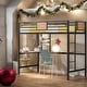 preview thumbnail 1 of 10, Twin Metal Loft Bed with Desk and Shelve Black
