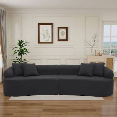 Modern Minimalist 3-Seater Frame-Free Compressed Upholstered Sectional Sofa