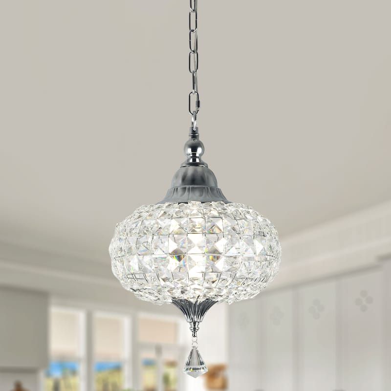 Bella Depot 11" Modern Crystal Dimmable Chandelier Luxuruy Lantern Pendant Light for Living Room Kitchen Island Hallway