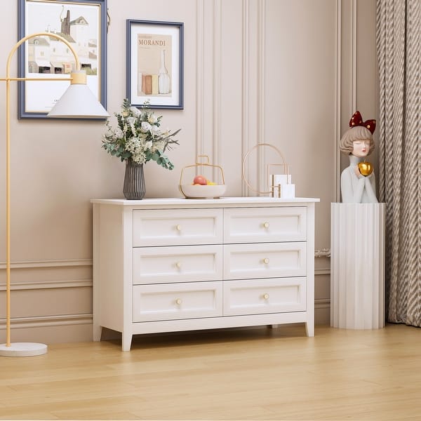 retro bedroom dresser Garvee Retro Wooden 9-Drawer Dresser, 47.2" Wide Chest with Metal Handles, TV Stand, Clothes Storage Organizer for Bedroom, Living Room, White