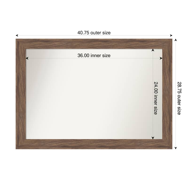 Pia Medium Brown Non-Beveled Framed Bathroom Vanity Wall Mirror - Pia Medium Brown - 41 x 29 in