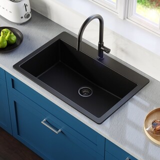 Karran Top Mount 33 in. Large Single Bowl Quartz Kitchen Sink