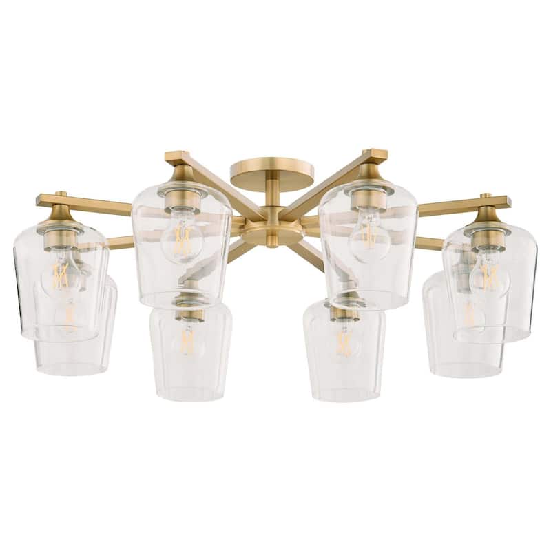 Quorum International 358-8 Veno 8 Light 32" Wide Semi-flush Ceiling - Aged Brass
