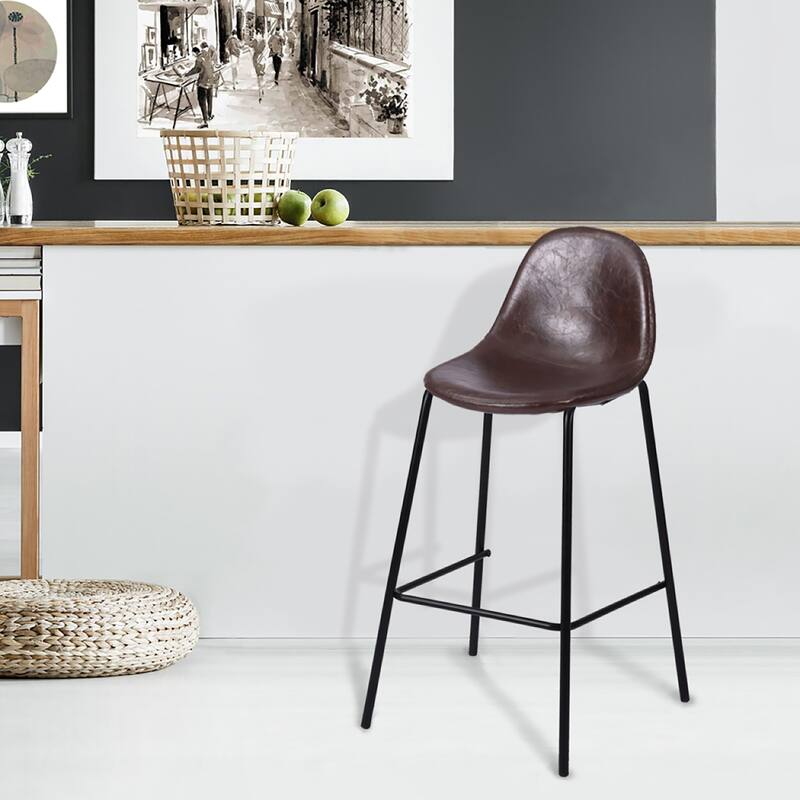 Porthos Home Tuca Bar Stools Set Of 2, PU Leather Upholstery, Iron Legs