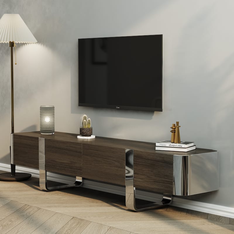79 inch Wood TV Stand Partial Assembly Entertainment Center Modern Media Console with Drawers and Storage Cabinets
