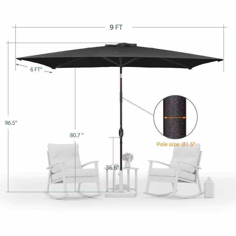 LIVOOSUN 6x9Ft Patio Market Umbrella Weather-Resistant Table Umbrella
