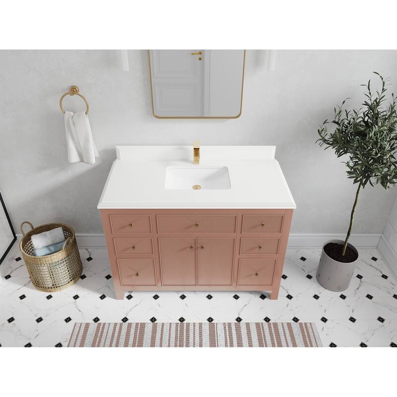 Willow Collections 48 in W x 22 in D Sonoma Free Standing Reeded Single Sink Bathroom Vanity with Countertop