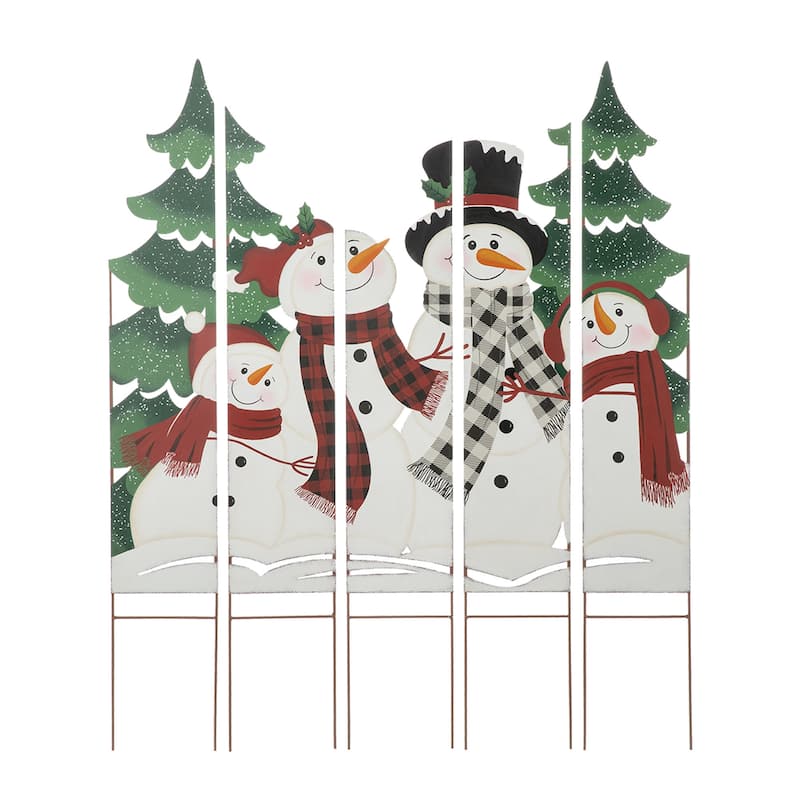 Glitzhome 41.5"H Metal Snowman Family or Nativity Combo Yard Stake Christmas Decor