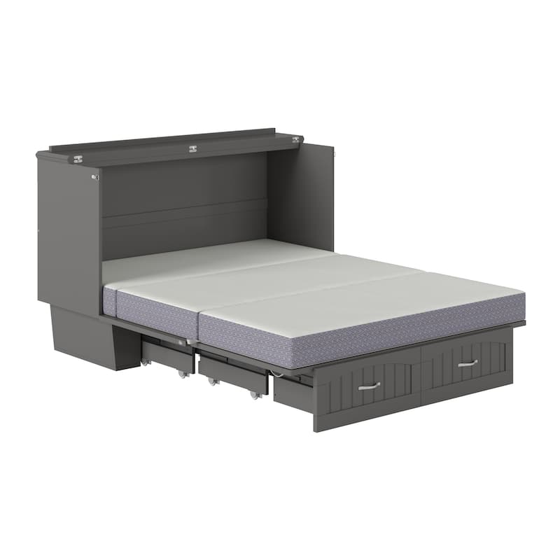 Nantucket Murphy Bed Chest with Mattress and Built-in Charging Station