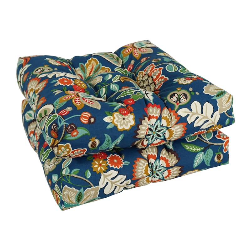 19-inch Square Indoor/Outdoor Chair Cushions (Set of 2) - 19" x 19" - Telfair Peacock