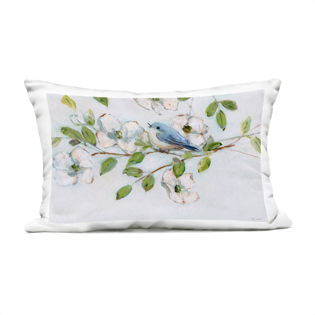 Stupell Bluebird on Dogwood Branch Printed Outdoor Throw Pillow Design by Sally Swatland