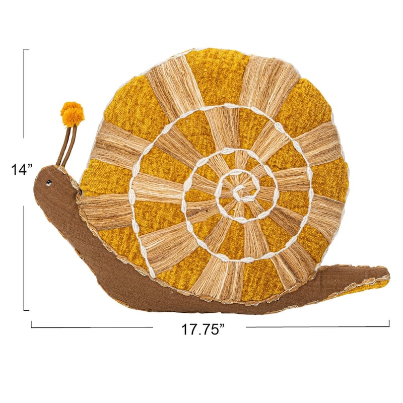 Hand-Woven Fabric Indoor/Outdoor Snail Shaped Pillow - 17.8"L x 4.0"W x 14.0"H