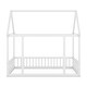 preview thumbnail 9 of 11, Kid Bed Frame Full Size Floor Wooden Bed with House Roof and Safety Guardrails