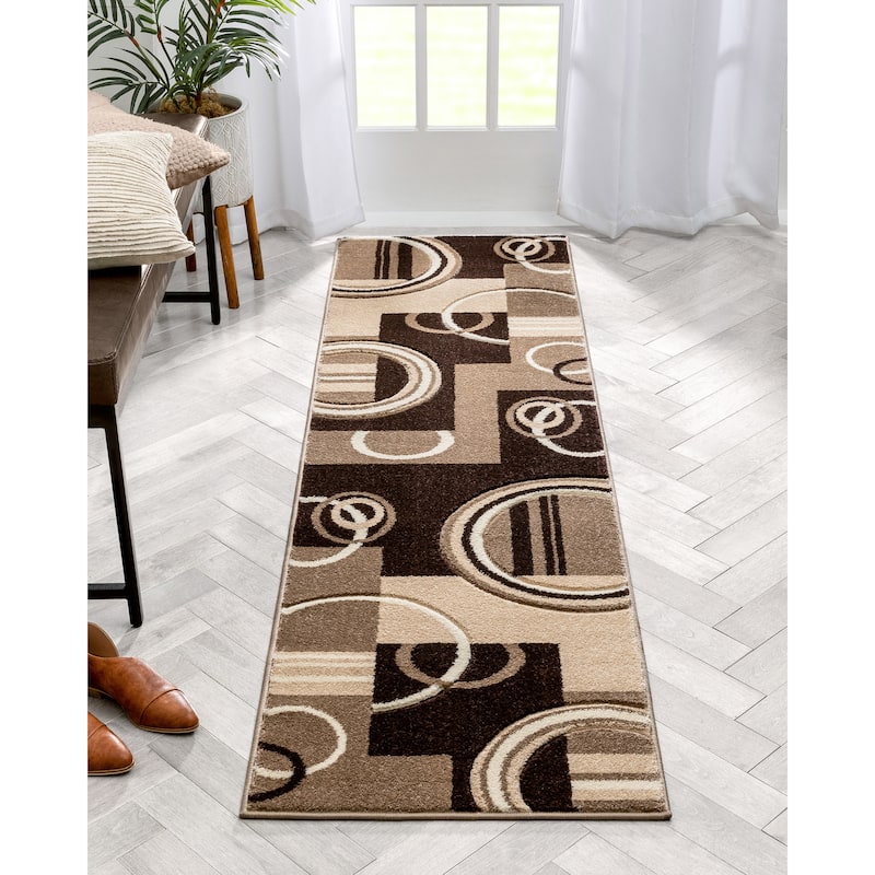 Well Woven Modern Geometric Arcs Shapes Runner Rug - 2' x 7'