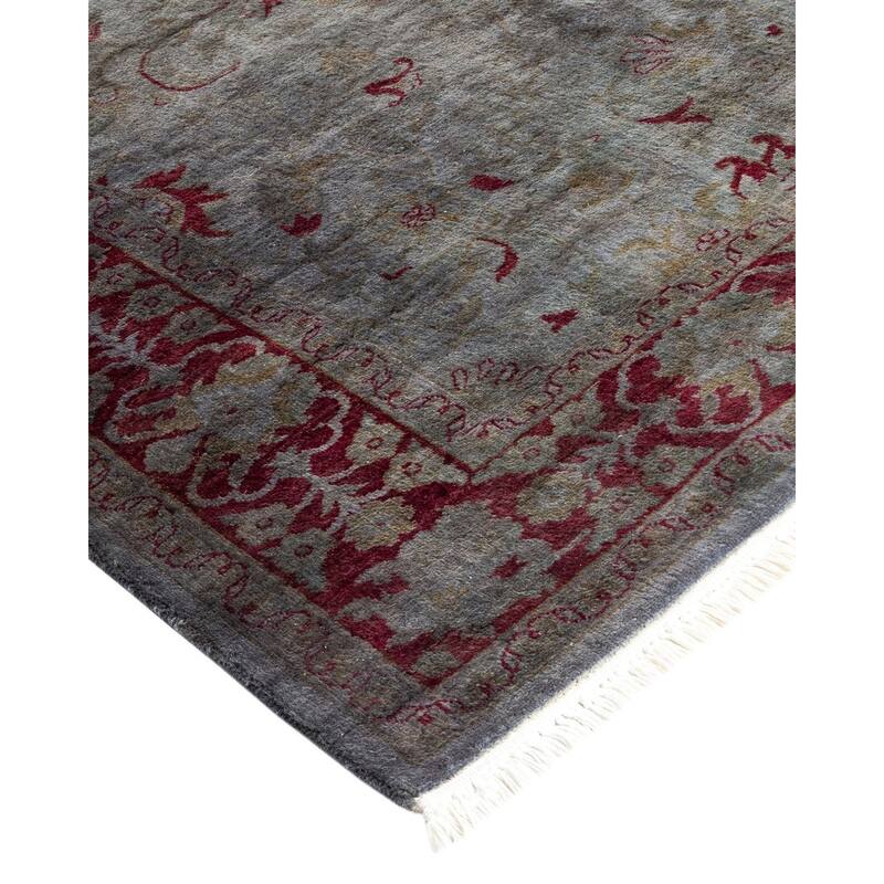Overton Hand Knotted Wool Vintage Inspired Modern Contemporary Overdyed Gray Area Rug - 4' 2" x 6' 0"