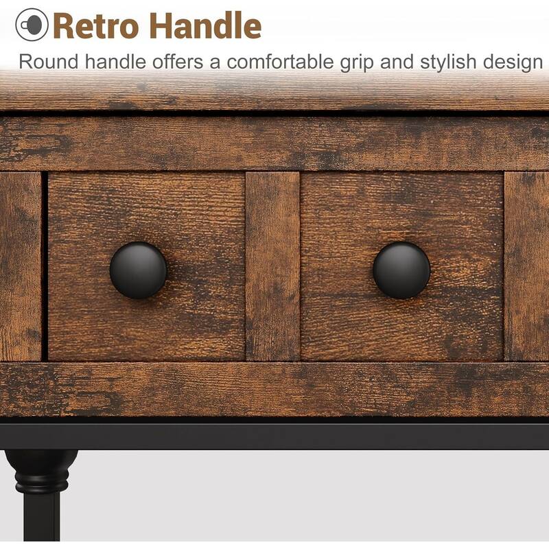 53" 3-Tier Console Sofa Table, Entryway Table with 3 Drawers