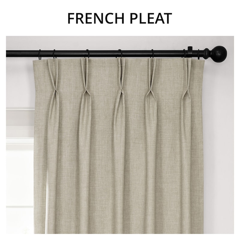 Exclusive Fabrics Solid Performance Linen French Pleated Thermal Blackout Curtains for Bedroom & Living Room Curtains (1 Panel)