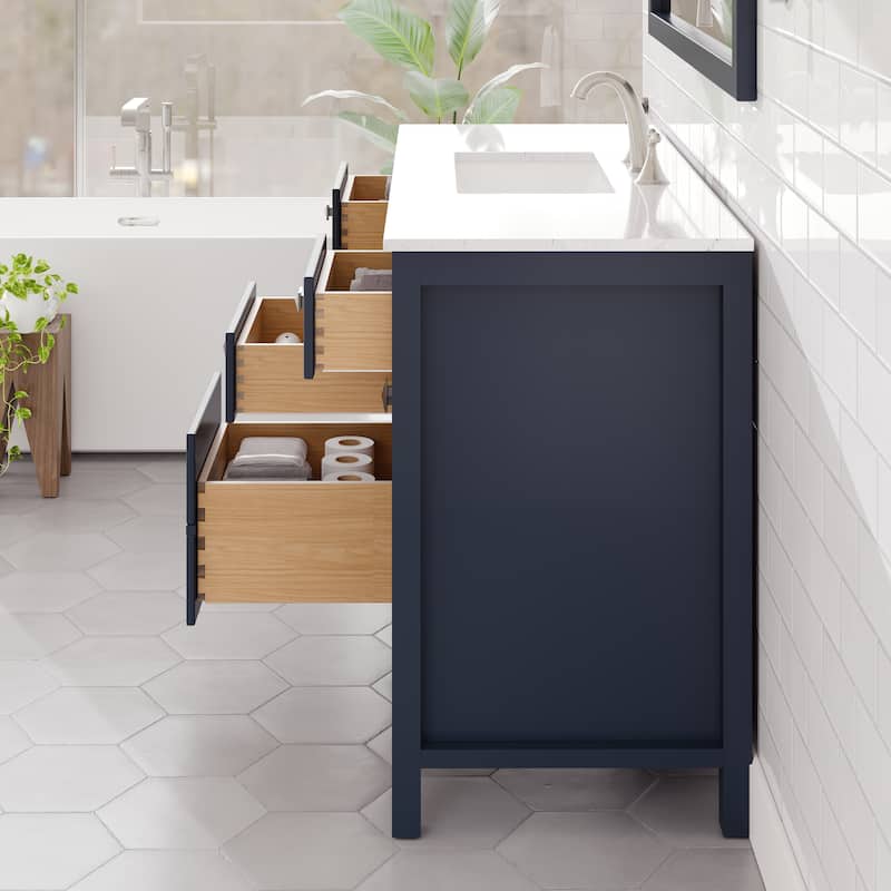 Eviva Artemis Bathroom Vanity with White Engineered Stone Countertop and Undermount Porcelain Sink