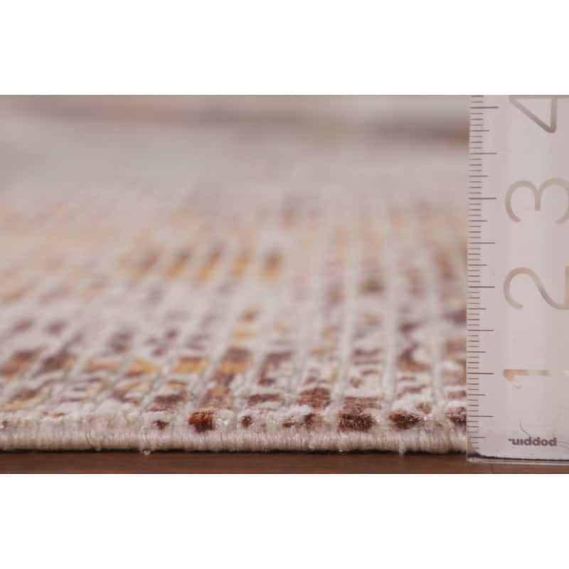 Striped Abstract Modern Area Rug Hand-Knotted Wool Carpet - 5'8" x 7'10"