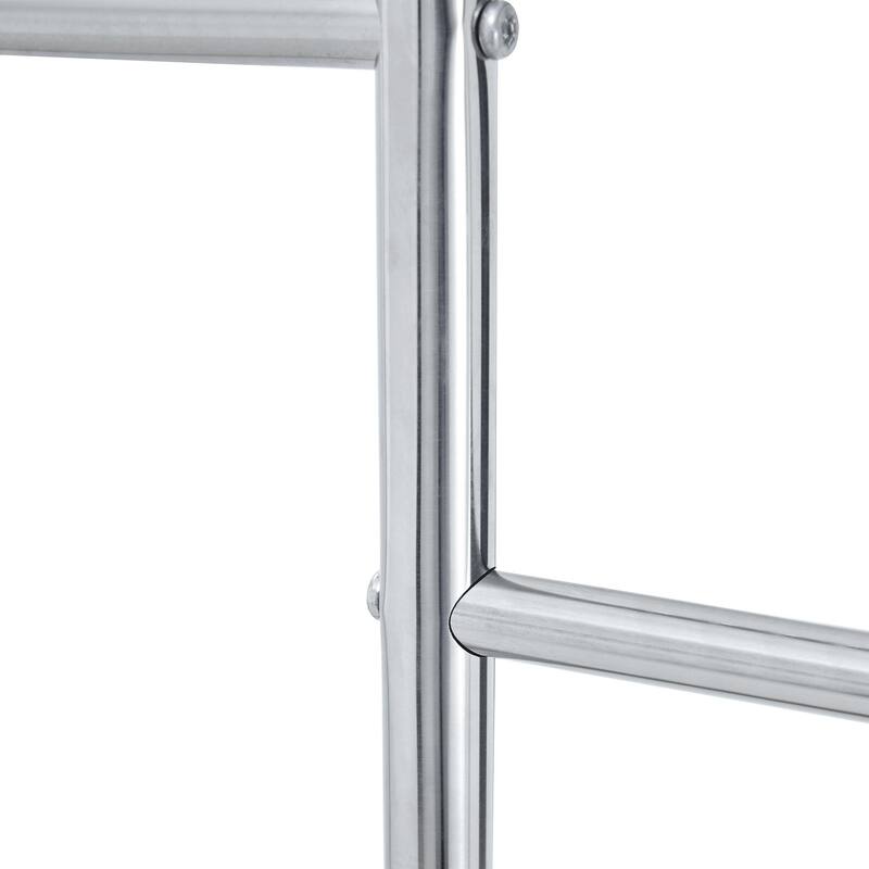 70"Coat Rack, Solid Wood & Silver Stainless Steel Clothing Rack, Double Layer Hanger for Coats, Hats, Bags, Shoes (34.6" Wide)