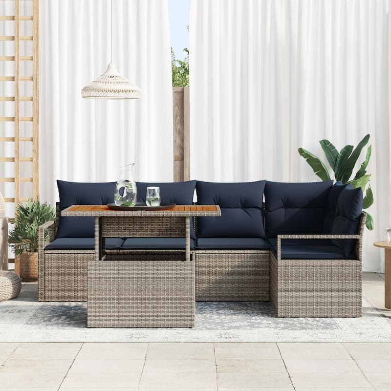 vidaXL 6 Piece Garden Sofa Set with Cushions - 91.3×48×27.2