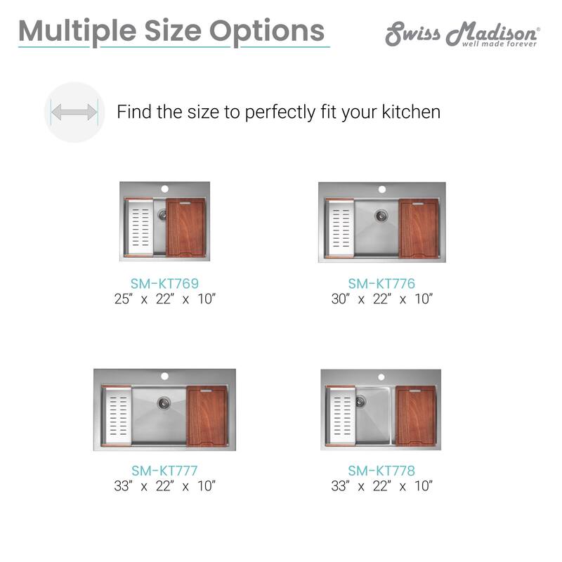 Swiss Madison SM-KT776 Ravi 22" Drop In Single Basin Stainless Steel