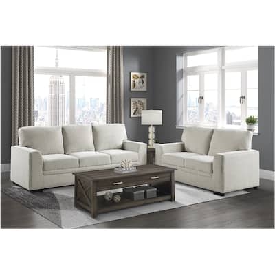 Vivie Beige Chenille Fabric Living Room Set